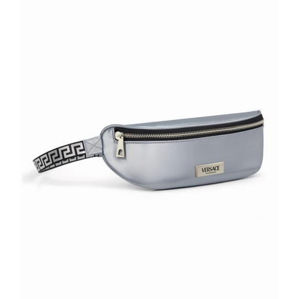 NWT Versace Beauty Silver Belt Bag with Black Accents